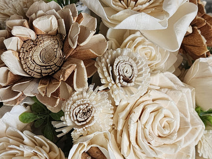 Country Inspired Wedding Bouquet with a matching Boutonniere