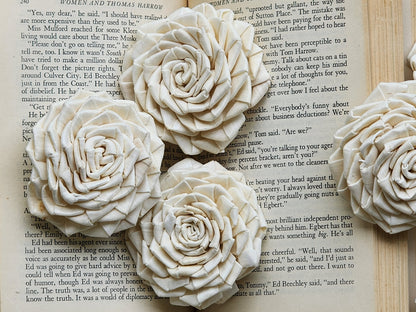 Wood Flowers, Ribbon Rose (Set of 12)