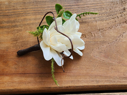Traditional Wedding Bouquet with a matching Boutonniere