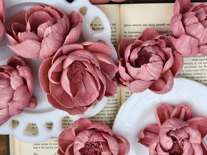 Wood Flowers, Mauve Peony (Set of 12)