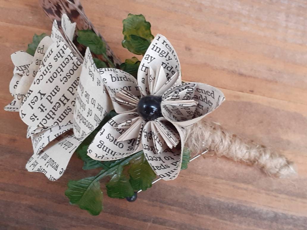 Storybook and Rustic Inspired Brides Bouquet and a matching Boutonniere in Shades of Brown