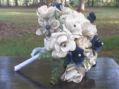 Book Page & Sola Wood Flower Bridal Bouquet: Literary Wedding Decor