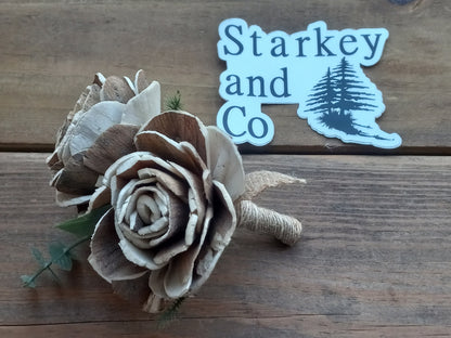 Literary Wedding Bouquet: Book & Sola Wood Flowers, Rustic Bridal Bouquet. Book and Sola Wood Flower Brides Bouquet and Grooms Boutonniere