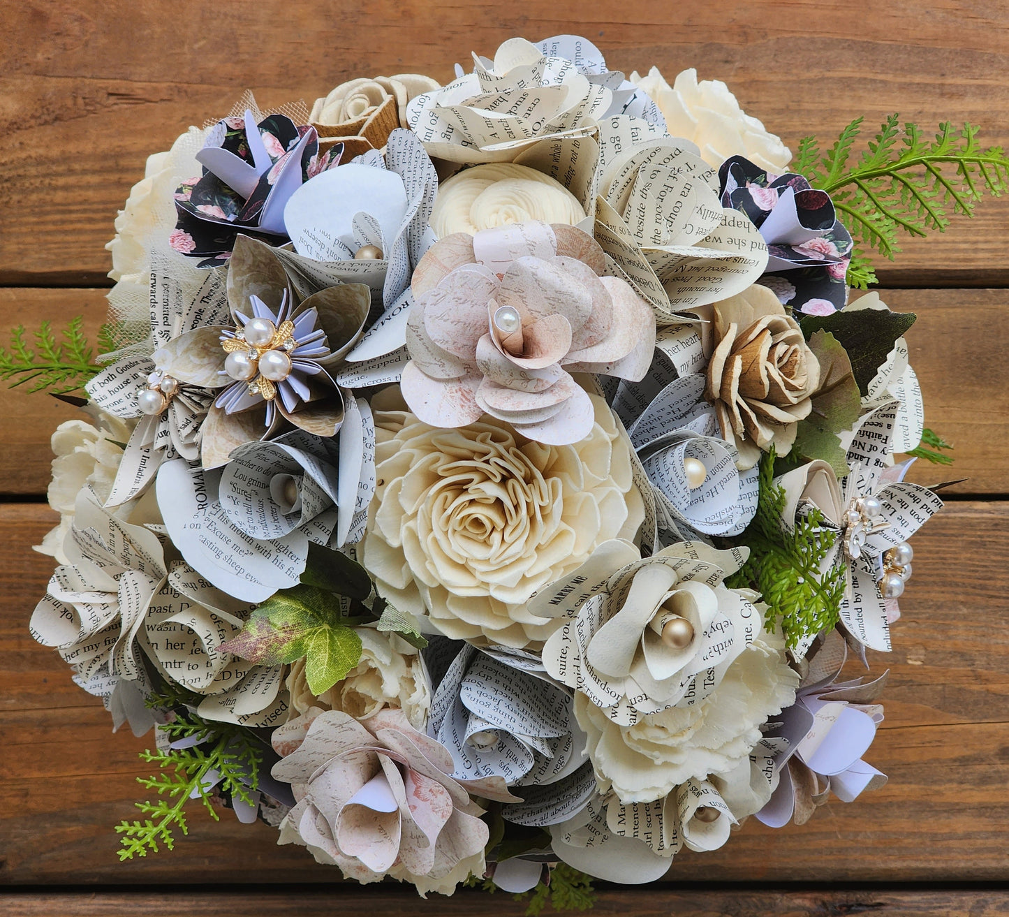 Storybook and Vintage Inspired Brides Bouquet and matching Boutonniere in Shades of Blush, Nude and Tan