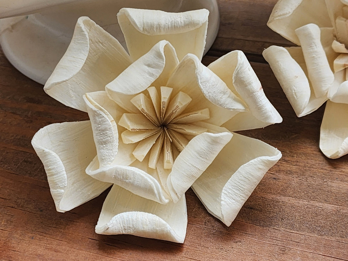 Sola Wood Flowers, One Dozen 3" Magnolias,  Ivory Wood Flowers, DIY  Wedding Bouquet, Floral Craft Supplies