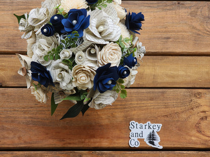 Book Page & Sola Wood Flower Bridal Bouquet: Literary Wedding Decor