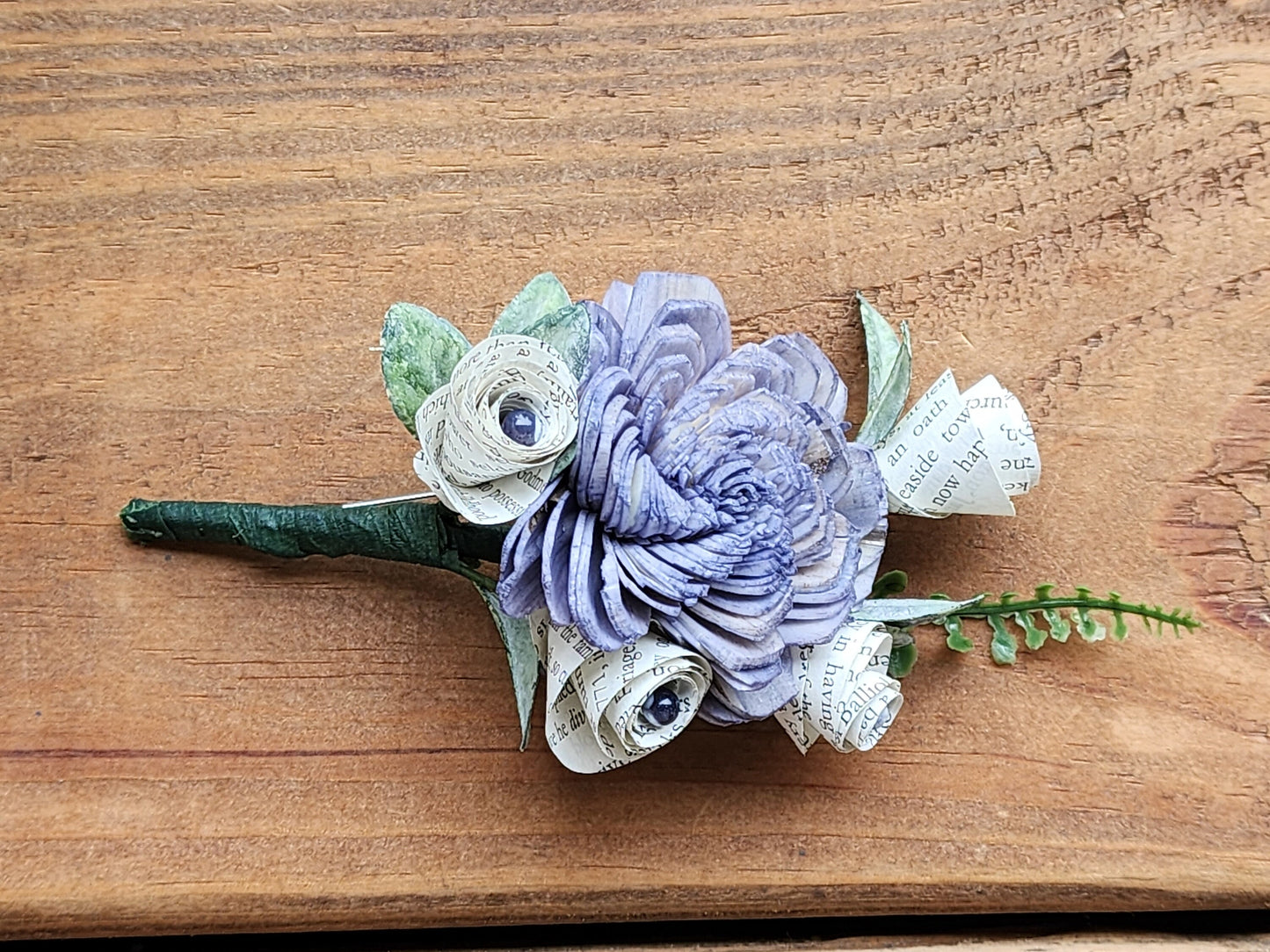 Storybook Inspired Garden style Brides Bouquet with a matching Boutonniere in Navy and Shades of Gray