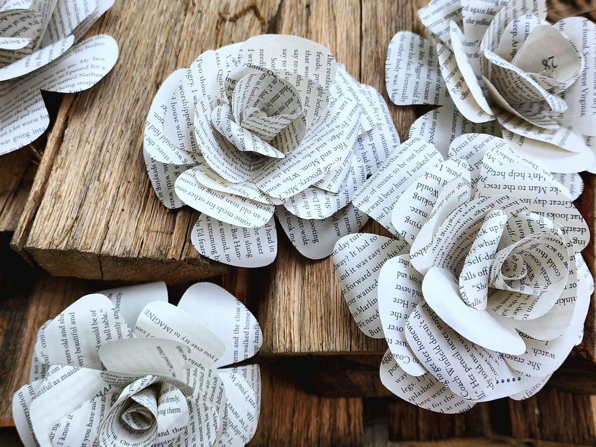 Book Page Flowers: Storybook Party & Wedding Decor (Set of 12)