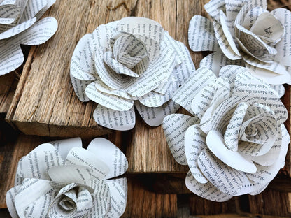 Book Page Flowers: Storybook Party & Wedding Decor (Set of 12)