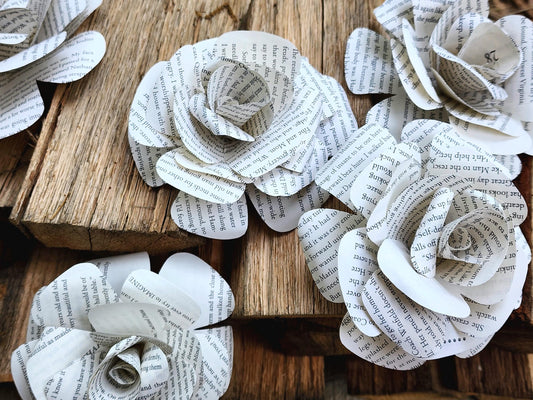 Book Page Flowers: Storybook Party & Wedding Decor (Set of 12)