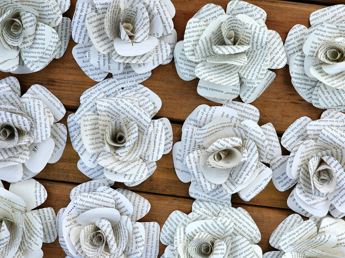 Book Page Flowers: Storybook Party & Wedding Decor (Set of 12)