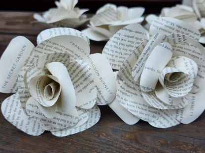 The Secret Garden Book Roses, Book Page Flowers, Handmade Paper Roses, Literary Gift, Classic Literature, Book Lover Decor