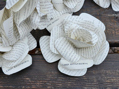 Jane Austen's Northanger Abbey Book Roses, Book Page Flowers, Handmade Paper Roses, Literary Gift, Classic Literature, Book Lover Decor