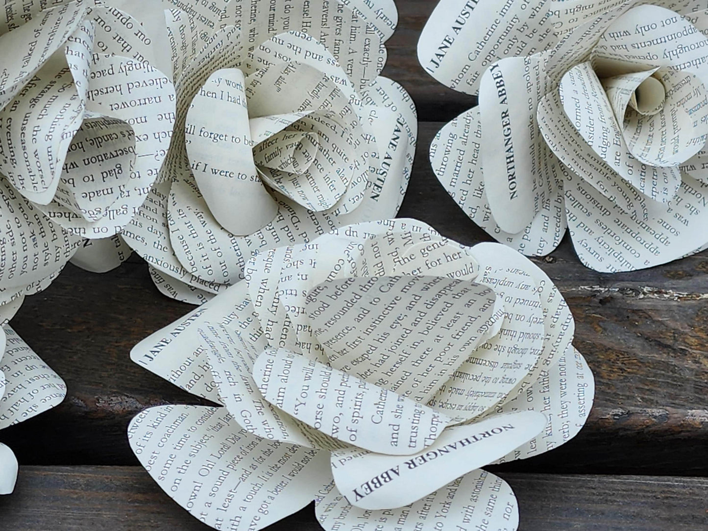 Jane Austen's Northanger Abbey Book Roses, Book Page Flowers, Handmade Paper Roses, Literary Gift, Classic Literature, Book Lover Decor