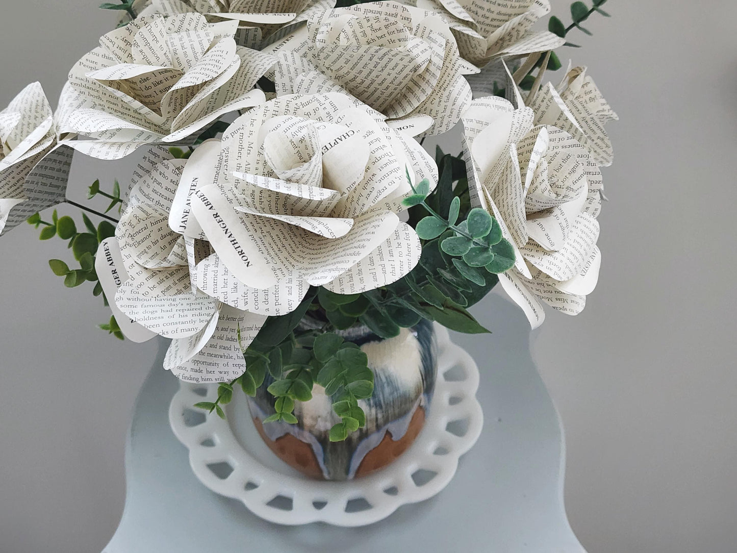 Jane Austen's Northanger Abbey Book Roses, Book Page Flowers, Handmade Paper Roses, Literary Gift, Classic Literature, Book Lover Decor