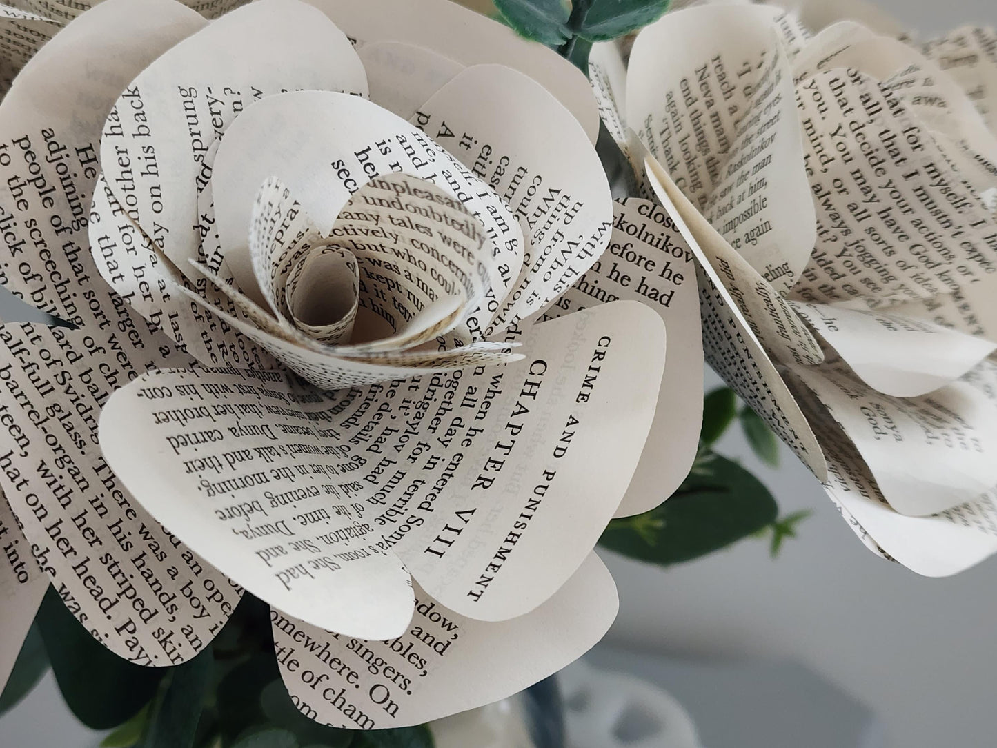 Crime and Punishment Book Roses, Book Page Flowers, Handmade Paper Roses, Literary Gift, Classic Literature, Book Lover Decor