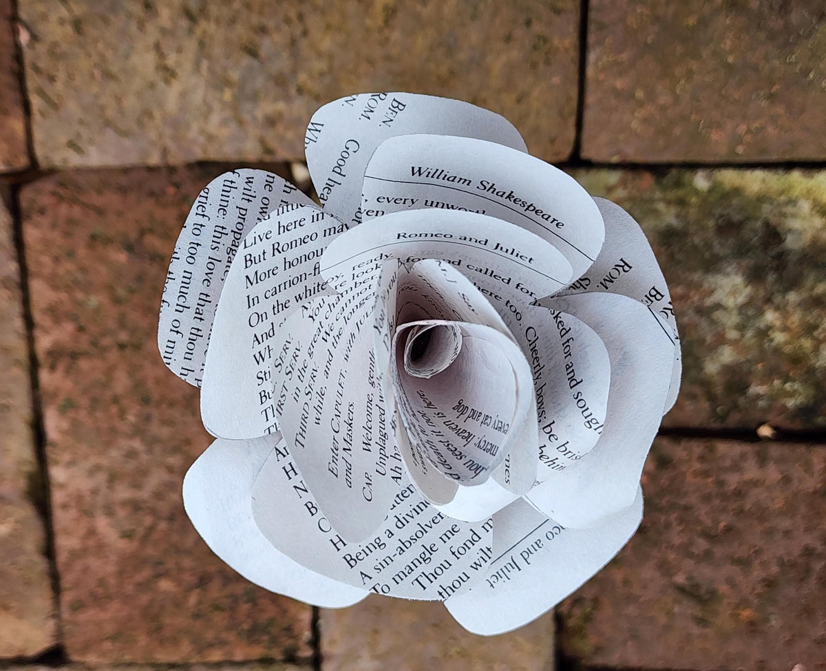 Romeo and Juliet Book Page Roses, Book Page Flowers, Handmade Paper Roses, Literary Gift, Shakespeare Gift, Book Lover Gift