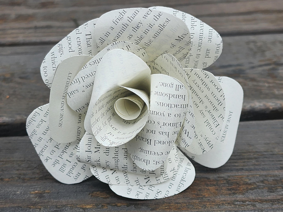 Jane Austen's Sense and Sensibility Book Roses, Book Page Flowers, Handmade Paper Roses, Literary Gift, Classic Literature, Book Lover Decor