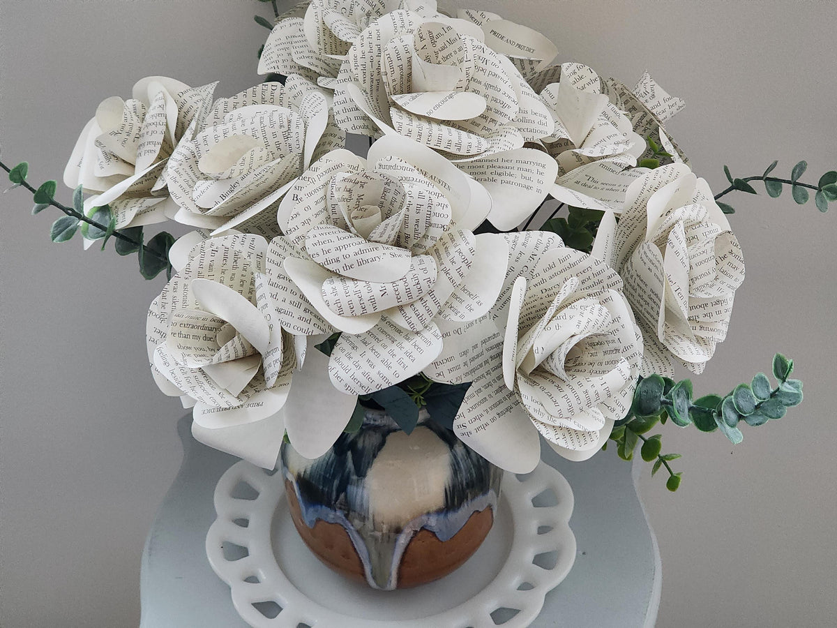 Jane Austen Pride and Prejudice Book Roses, Book Page Flowers, Handmade Paper Roses, Literary Gift, Book Lover Decor, Classic Literature