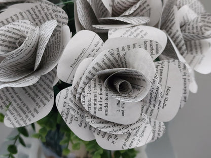 Frankenstein Book Roses, Mary Shelley Book Page Flowers, Handmade Paper Roses, Literary Gift, Book Lover Decor, Gothic Book Gift