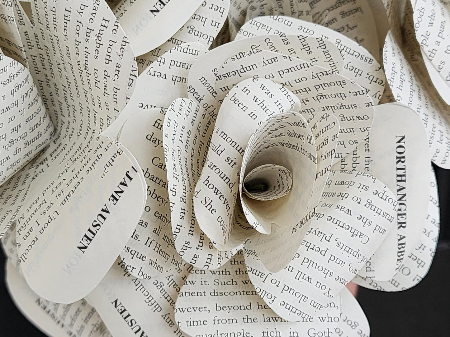 Jane Austen's Northanger Abbey Book Roses, Book Page Flowers, Handmade Paper Roses, Literary Gift, Classic Literature, Book Lover Decor