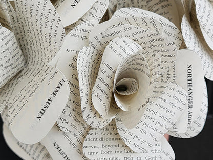 Jane Austen's Northanger Abbey Book Roses, Book Page Flowers, Handmade Paper Roses, Literary Gift, Classic Literature, Book Lover Decor
