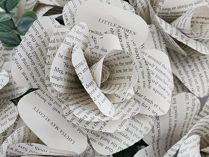 Little Women Book Roses, Book Page Flowers, Handmade Paper Roses, Literary Gift, Book Lover Gift, First Anniversary Gift, Louisa May Alcott