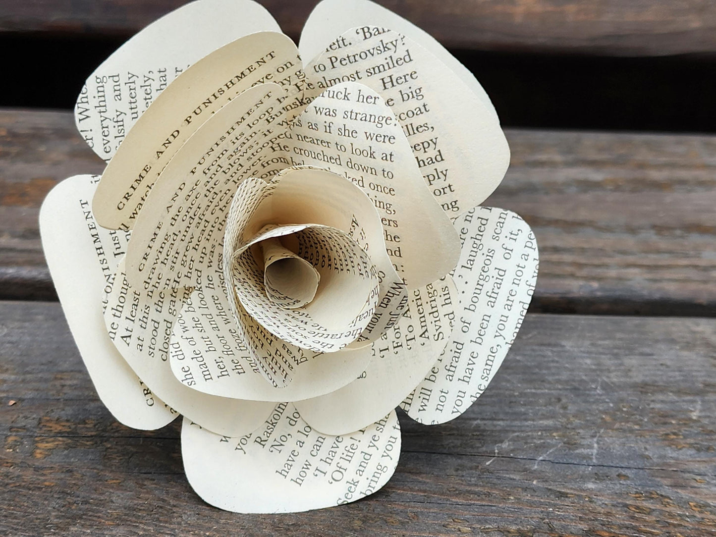 Crime and Punishment Book Roses, Book Page Flowers, Handmade Paper Roses, Literary Gift, Classic Literature, Book Lover Decor