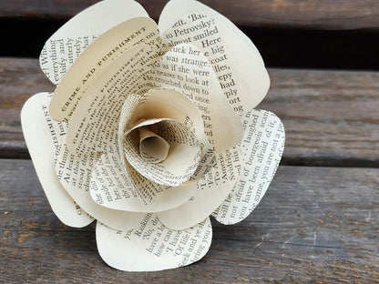Crime and Punishment Book Roses, Book Page Flowers, Handmade Paper Roses, Literary Gift, Classic Literature, Book Lover Decor