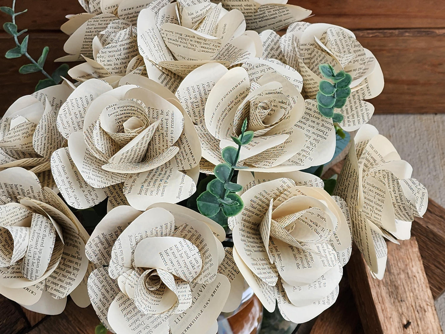 Crime and Punishment Book Roses, Book Page Flowers, Handmade Paper Roses, Literary Gift, Classic Literature, Book Lover Decor