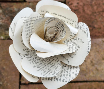 Crime and Punishment Book Roses, Book Page Flowers, Handmade Paper Roses, Literary Gift, Classic Literature, Book Lover Decor