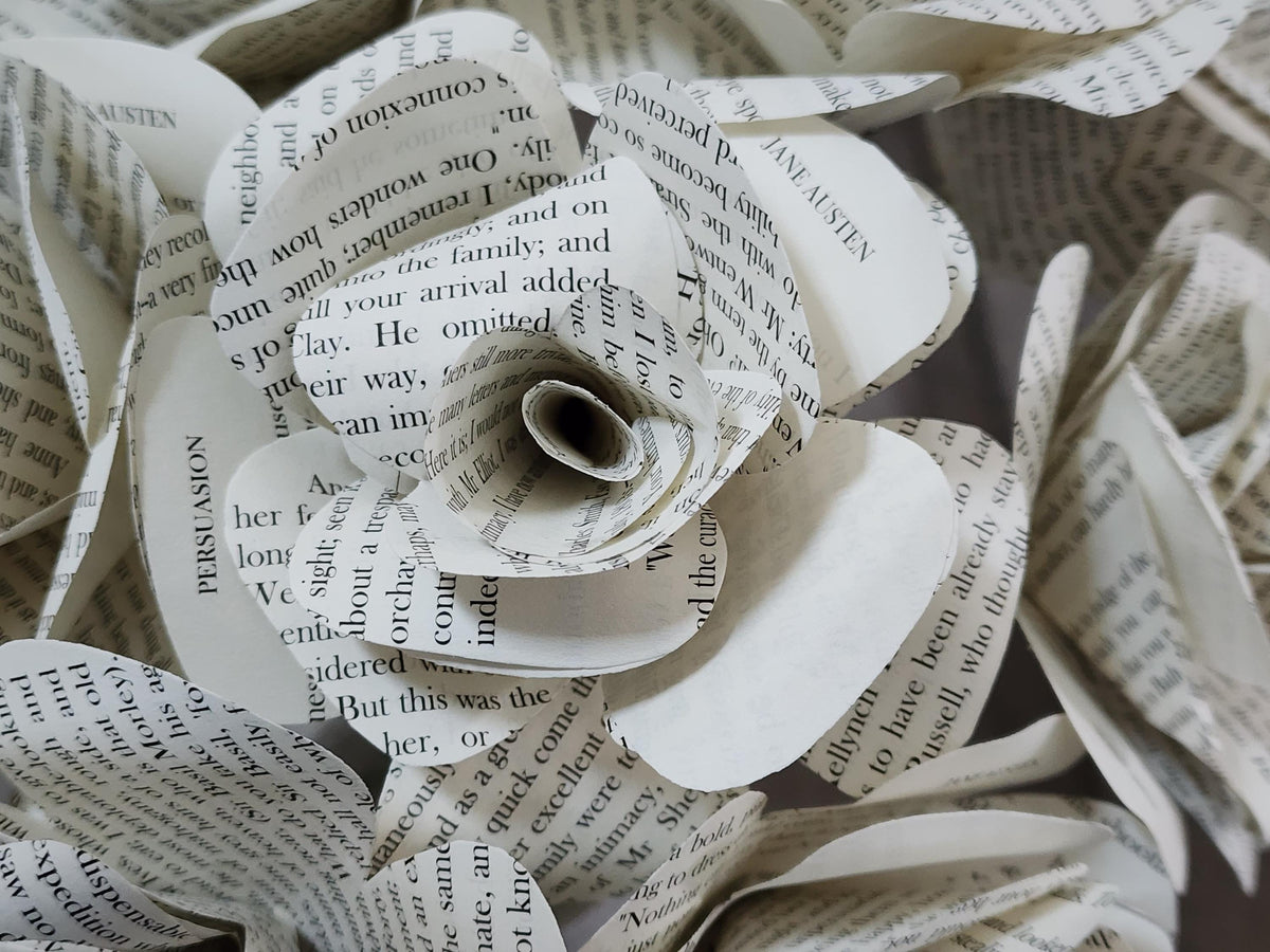 Jane Austen's Persuasion Book Roses, Book Page Flowers, Handmade Paper Roses, Literary Gift, Classic Literature, Book Lover Decor