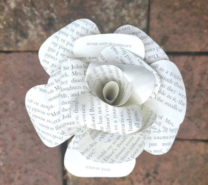 Jane Austen's Sense and Sensibility Book Roses, Book Page Flowers, Handmade Paper Roses, Literary Gift, Classic Literature, Book Lover Decor