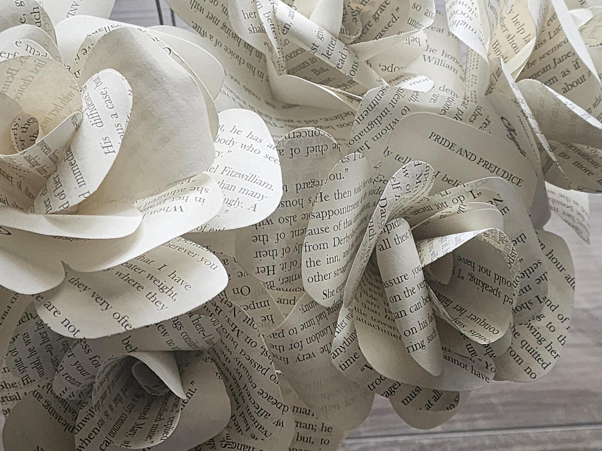 Jane Austen Pride and Prejudice Book Roses, Book Page Flowers, Handmade Paper Roses, Literary Gift, Book Lover Decor, Classic Literature