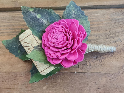 Winery Inspired Boutonniere for Groom or Groomsmen, Sola Wood Flower Boutonniere with Wine Cork
