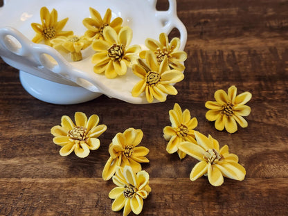 Sola Wood Flowers, 1 Dozen 1.5" Hand-dyed Yellow Mini Sunflowers, DIY Weddings, Bouquet Supplies, Floral Craft Supplies, DIY Centerpieces
