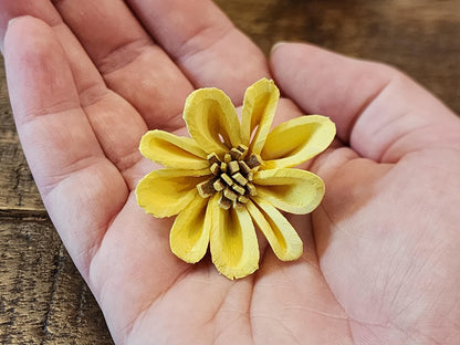 Sola Wood Flowers, 1 Dozen 1.5" Hand-dyed Yellow Mini Sunflowers, DIY Weddings, Bouquet Supplies, Floral Craft Supplies, DIY Centerpieces