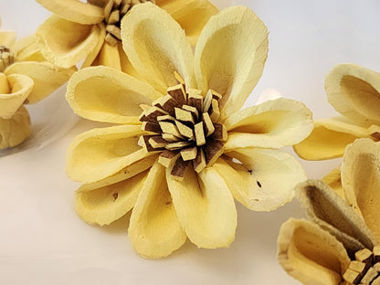 Sola Wood Flowers, 1 Dozen 1.5" Hand-dyed Yellow Mini Sunflowers, DIY Weddings, Bouquet Supplies, Floral Craft Supplies, DIY Centerpieces