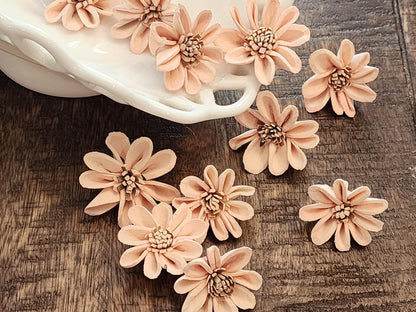 Sola Wood Flowers, 1 Dozen 1.5" Hand-dyed Pale Pink Mini Sunflowers, DIY Weddings, Bouquet Supplies, Floral Craft Supplies, DIY Centerpieces