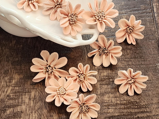 Sola Wood Flowers, 1 Dozen 1.5" Hand-dyed Pale Pink Mini Sunflowers, DIY Weddings, Bouquet Supplies, Floral Craft Supplies, DIY Centerpieces