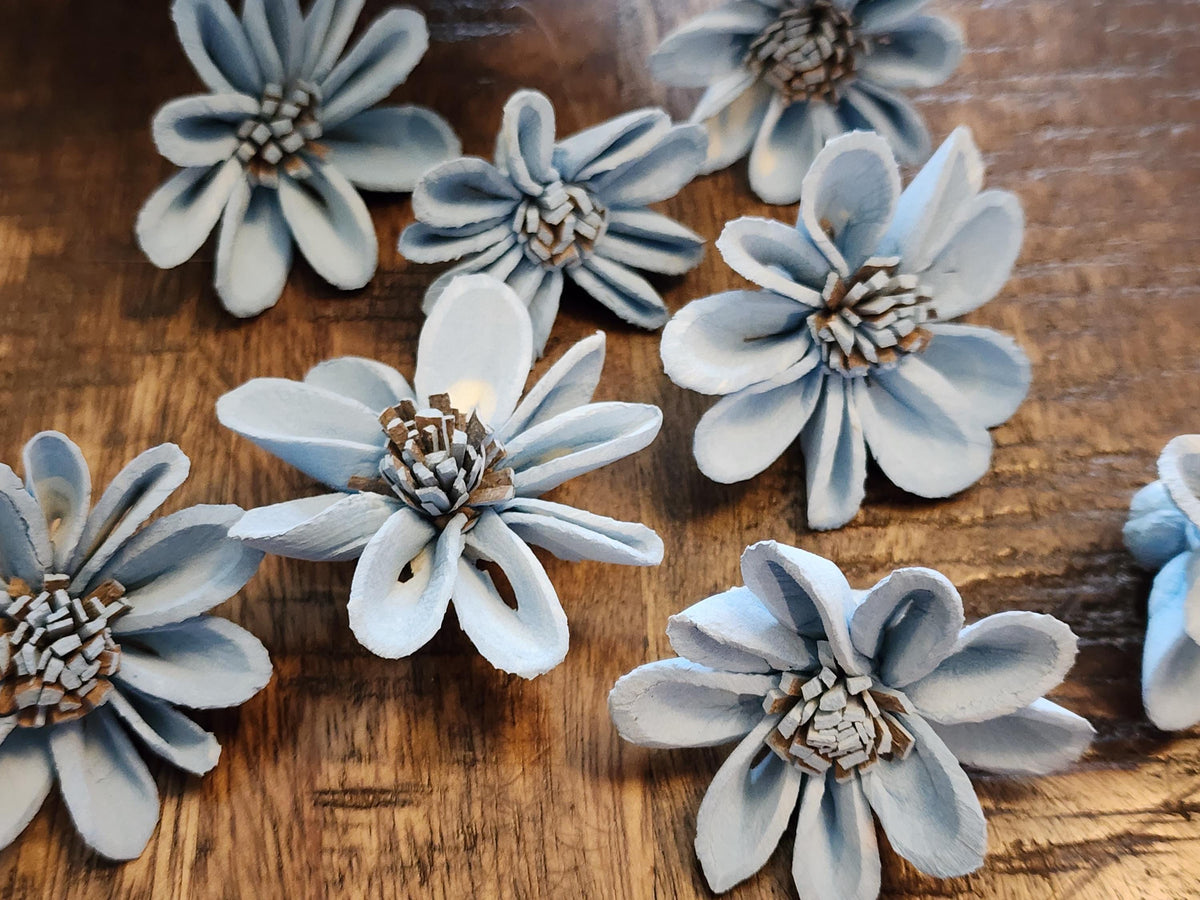 Sola Wood Flowers, 1 Dozen 1.5" Hand-dyed Pale Blue Mini Sunflowers, DIY Weddings, Bouquet Supplies, Floral Craft Supplies, DIY Centerpieces