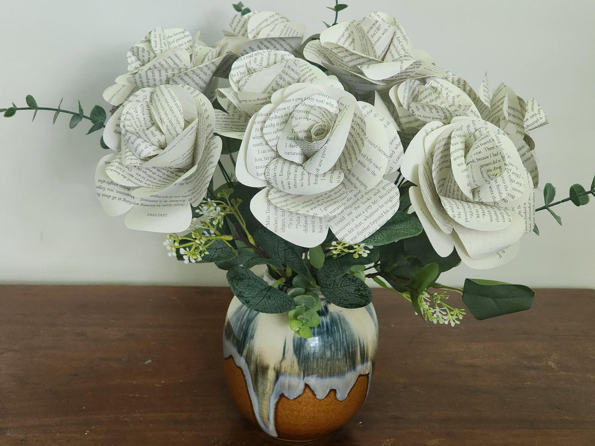 Jane Eyer Book Roses, Book Page Flowers, Handmade Paper Roses, Literary Gift, Book Lover Decor, 1st Anniversary Gift, Charlotte, Bronte