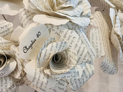 Book Page Flower on Wire Stem, Handmade Paper Rose, Literary Gift, Upcycled Book Decor, Wedding Centerpiece, Book Lover Gift, Paper Flower