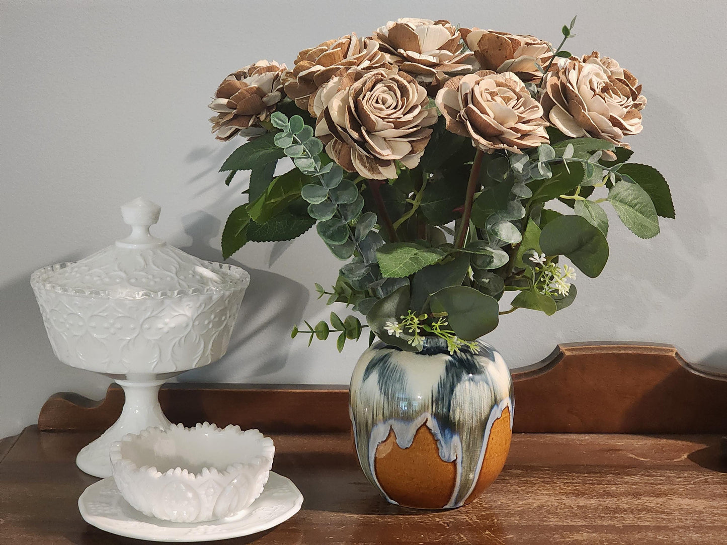 One Dozen Raw Sola Wood Roses on Faux Rose Stems with Realistic Leaves & Soft Touch Thorns, DIY Wedding Flowers, Floral Craft Supply