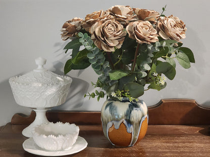 One Dozen Raw Sola Wood Roses on Faux Rose Stems with Realistic Leaves & Soft Touch Thorns, DIY Wedding Flowers, Floral Craft Supply