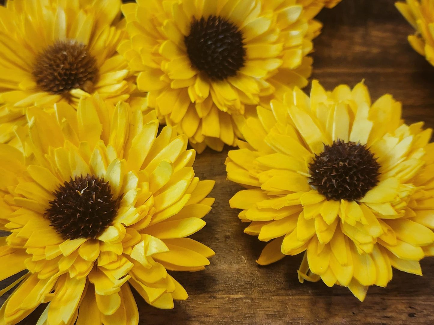Sola Wood Flowers, 1 Dozen Hand-Dyed Yellow 3" Sunflowers, Wooden Flowers, DIY Wedding Flowers, Bouquet Supplies, Floral Craft Supply