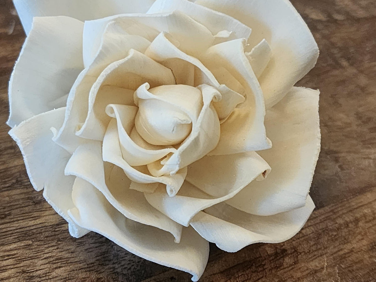One Dozen 3" Ivory Sola Wood Tea Roses, Handmade Natural Wood Flowers, DIY Wedding Bouquet Flowers, Rustic Floral Decor, Craft Flower Supply