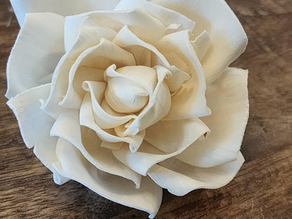 One Dozen 3" Ivory Sola Wood Tea Roses, Handmade Natural Wood Flowers, DIY Wedding Bouquet Flowers, Rustic Floral Decor, Craft Flower Supply