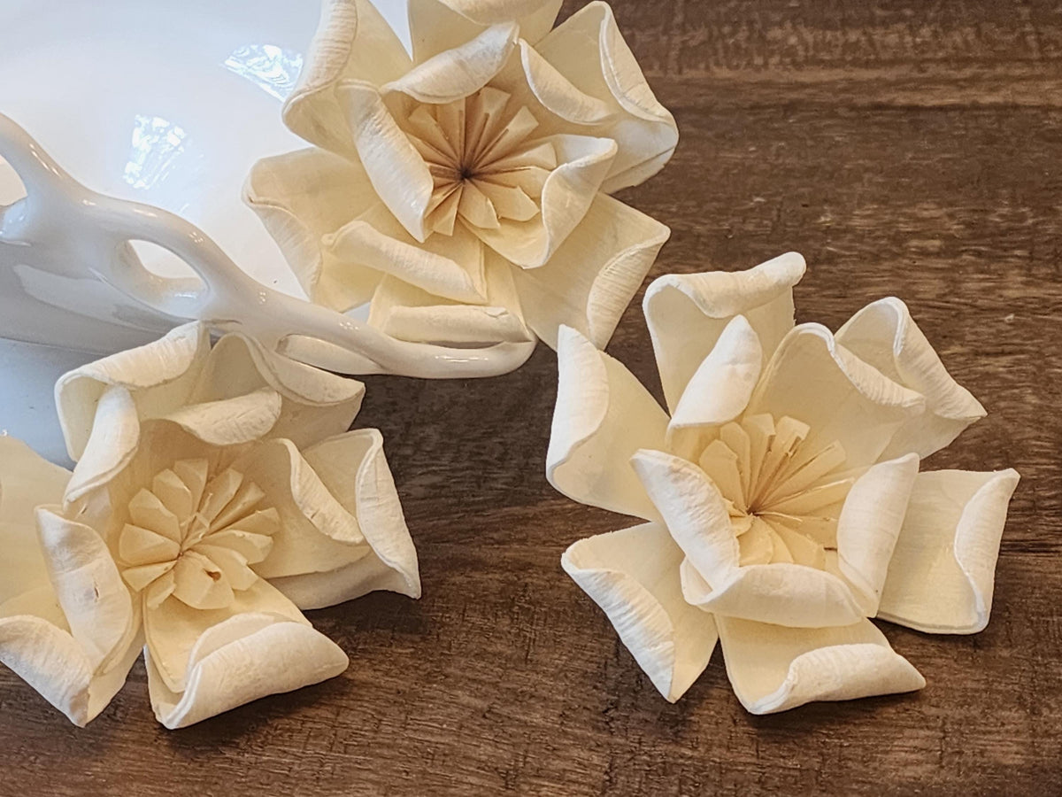 Sola Wood Flowers, One Dozen 3" Magnolias,  Ivory Wood Flowers, DIY  Wedding Bouquet, Floral Craft Supplies