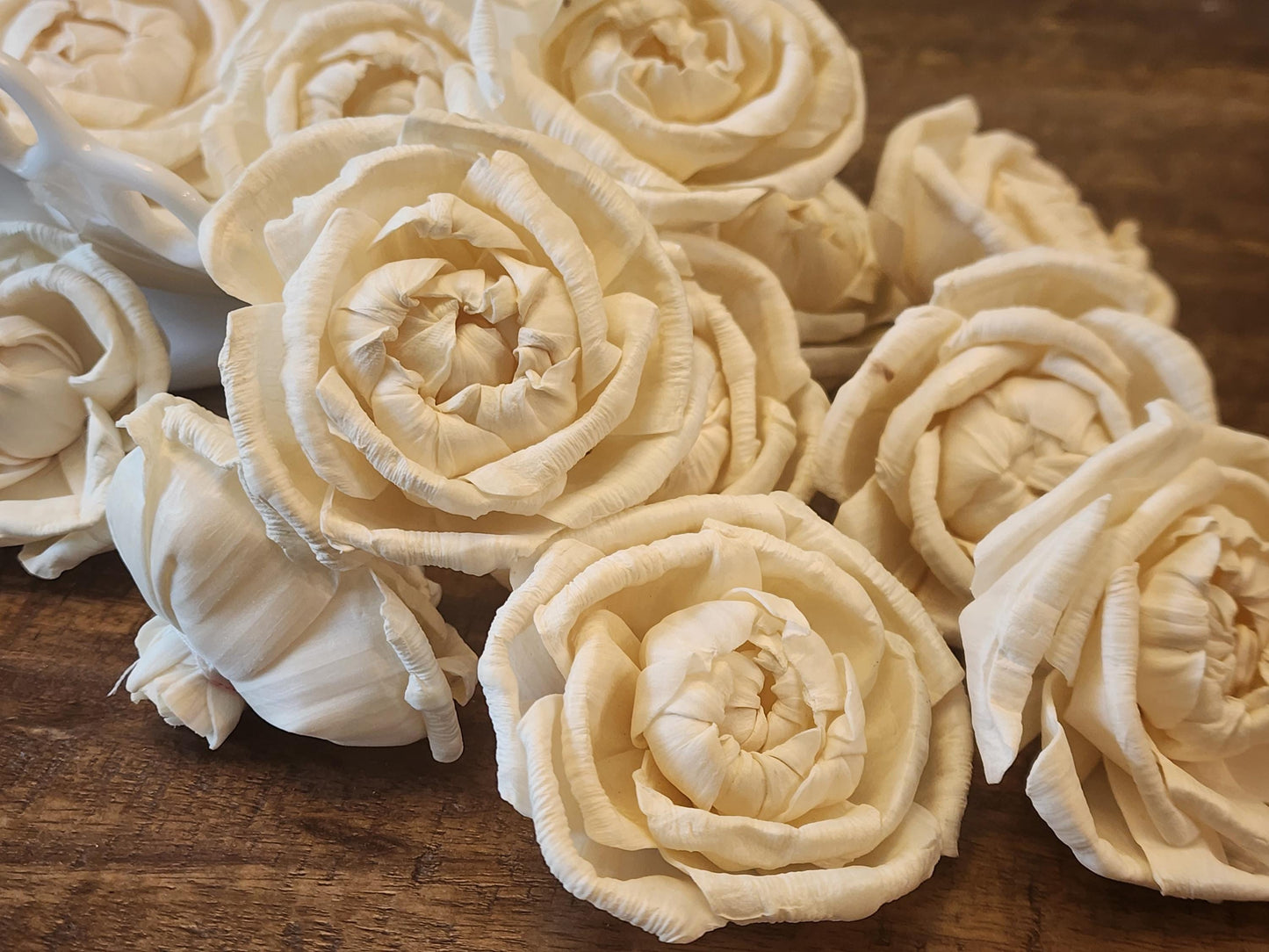 Sola Wood Flowers, 1 Dozen 3" Cabbage Rose, Ivory Wood Flowers, DIY Weddings, Bouquet Supplies, Floral Craft Supplies, DIY Centerpieces